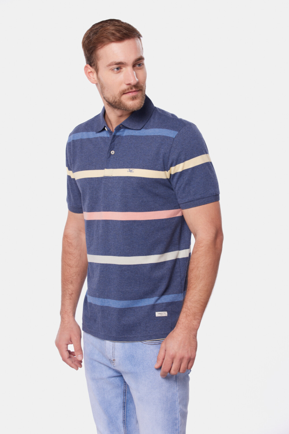 REMERA POLO JERSEY RAYADA Azul