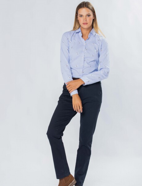 PANTALÓN DE GABARDINA CLÁSICO Azul