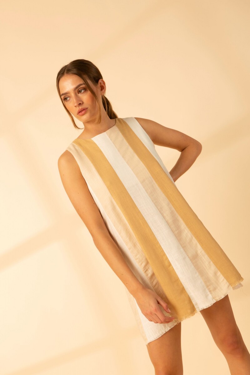 Vestido Tanquin SS24 - Blanco y beige 