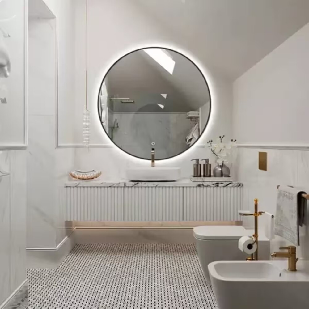 Espejo LED 80cm con Marco Negro Espejo Led 80cm Con Marco Negro