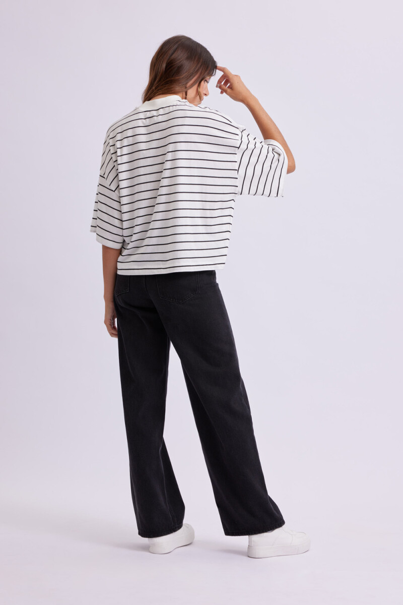 Remera manga 3/4 cuello alto Crudo