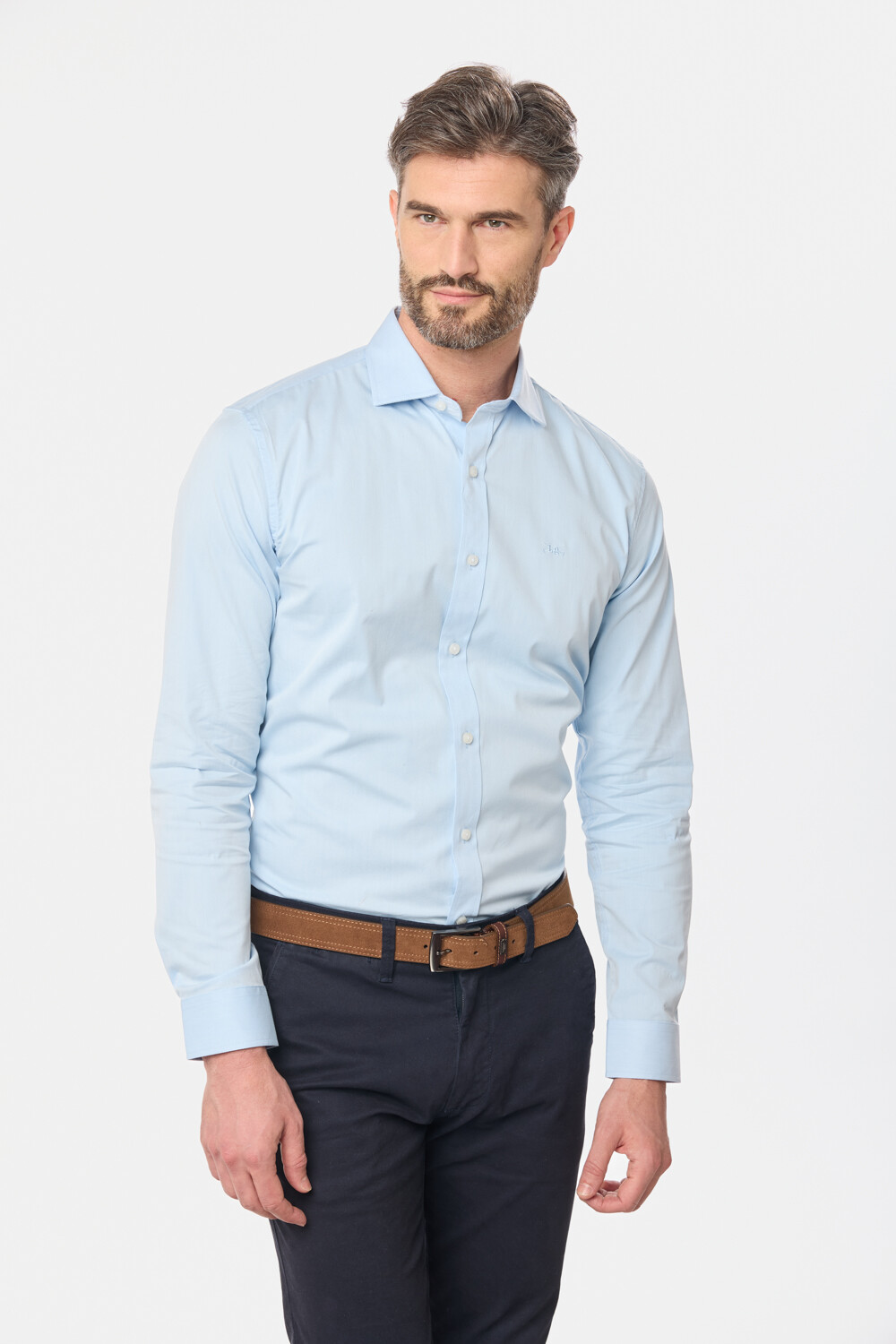 CAMISA DE VESTIR CON SPANDEX Celeste