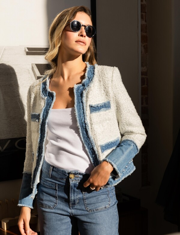 Chaqueta Tweed & Denim BLANCO/MULTI