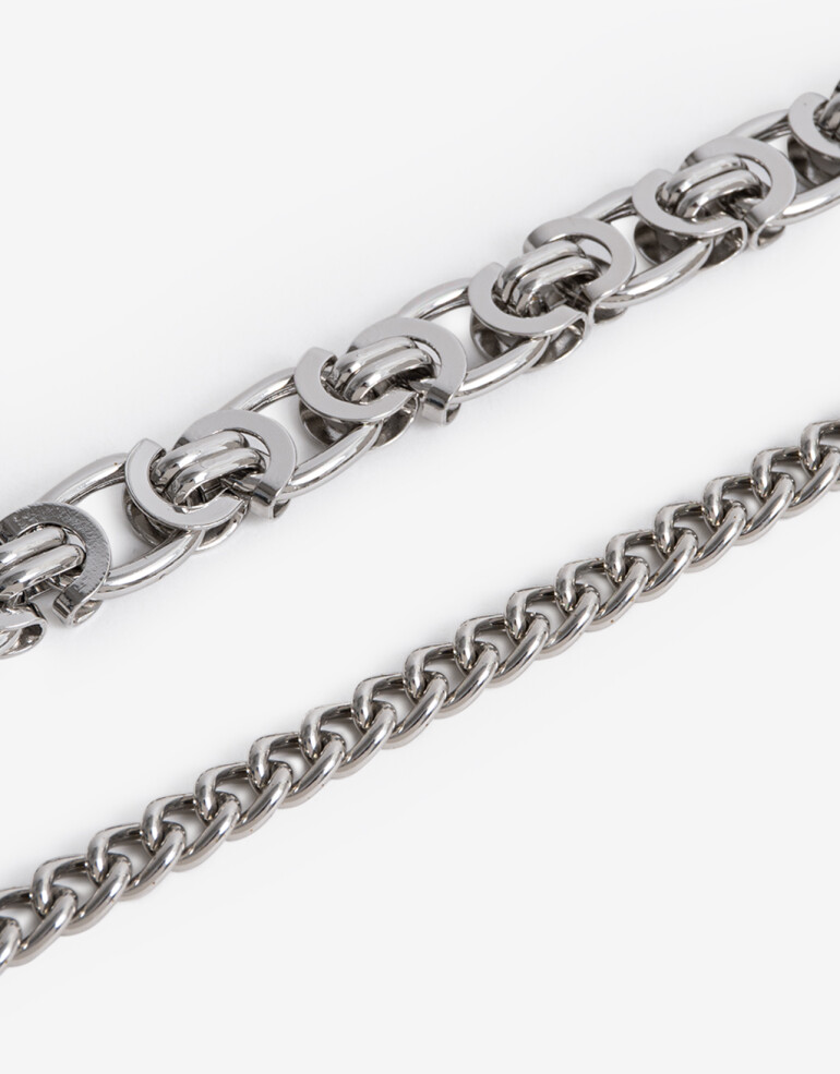 Pulseras Flexibles Sets Metal Set De Pulseras Flexible Cadena - Plateado Rodio