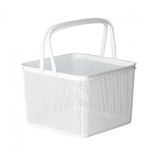 CESTO LINEA CON ASA CUADRADO BLANCO 27X27X20 CM. BLANCO