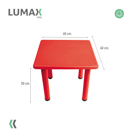 Mesa Cuadrada de Plástico y Metal para Niños 60x60cm Rojo