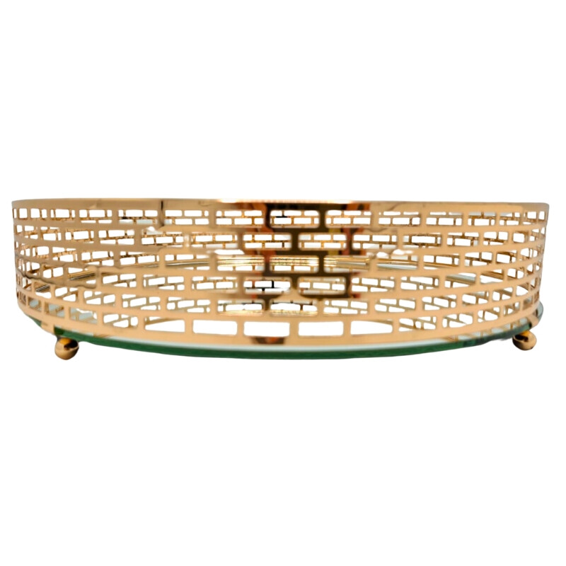 Bandeja Metalica de 30CM Dorado C/ Espejo Bandeja Metalica de 30CM Dorado C/ Espejo