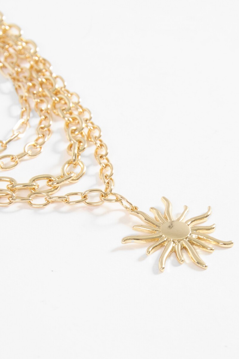 Collar cadenas dije sol dorado