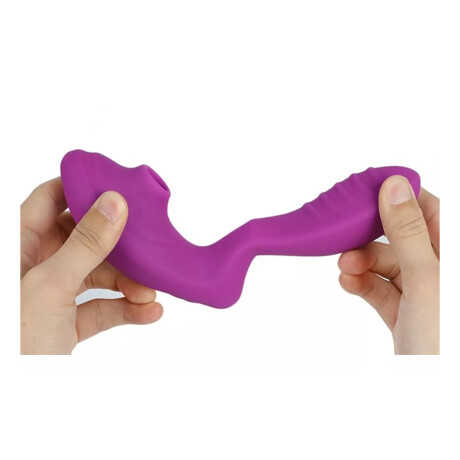 Strap On Vibrador Con Succionador Recargable USB Violeta