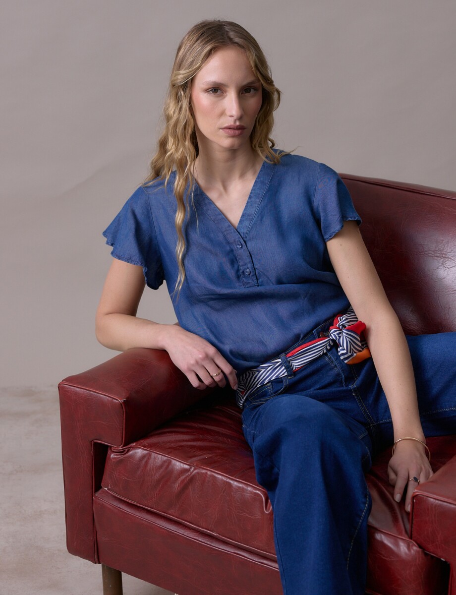 Blusa Lyocell Mga Volados - Jean 