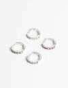Aros Argollas Set Strass Set De Aros Argolla En Cubic - Plateado