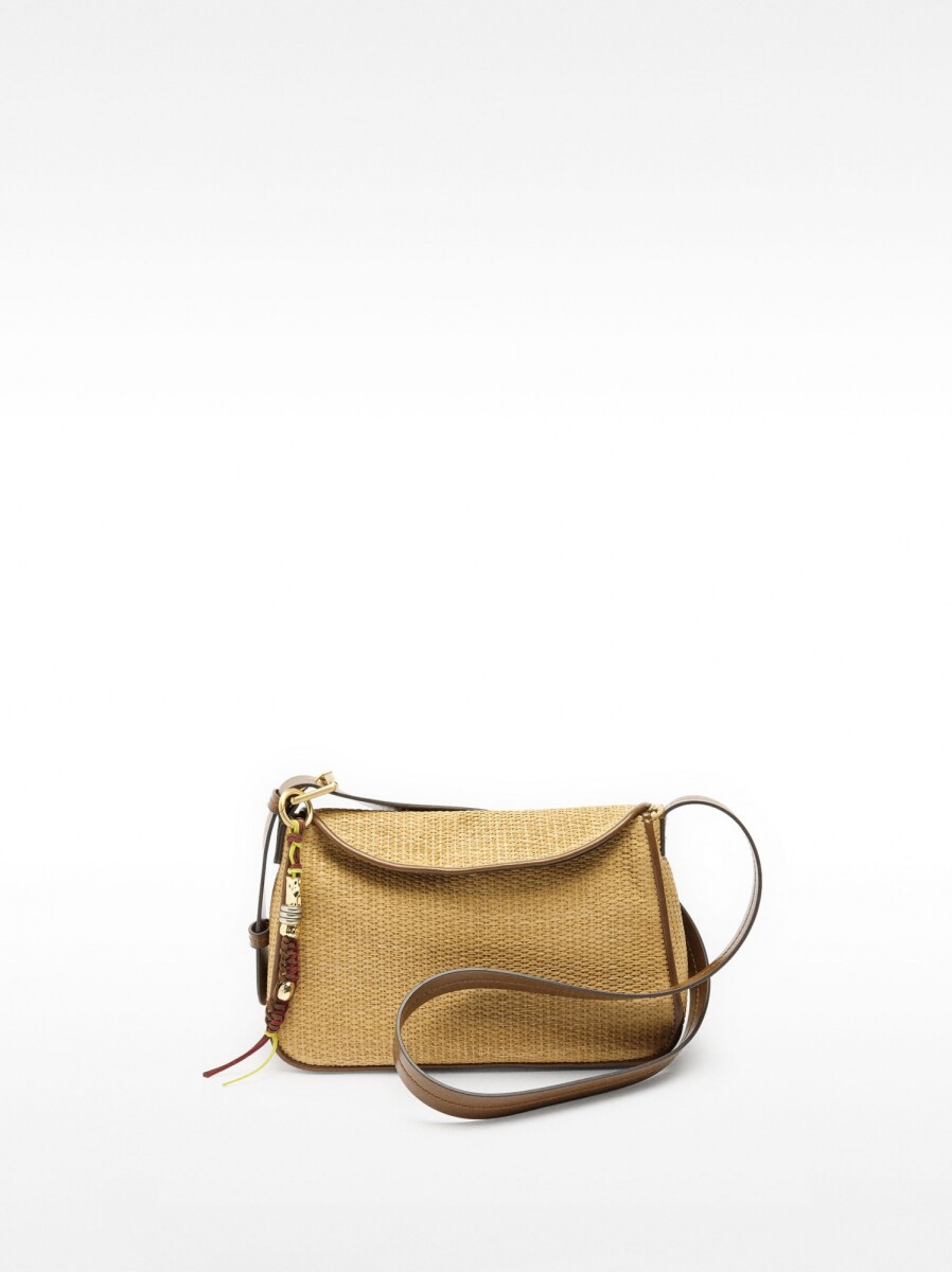 Bolso Bandolera De Efecto Rafia Con Solapa - natural 