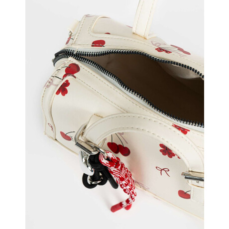 Cartera Bowling Con Charm Estampado Flores
