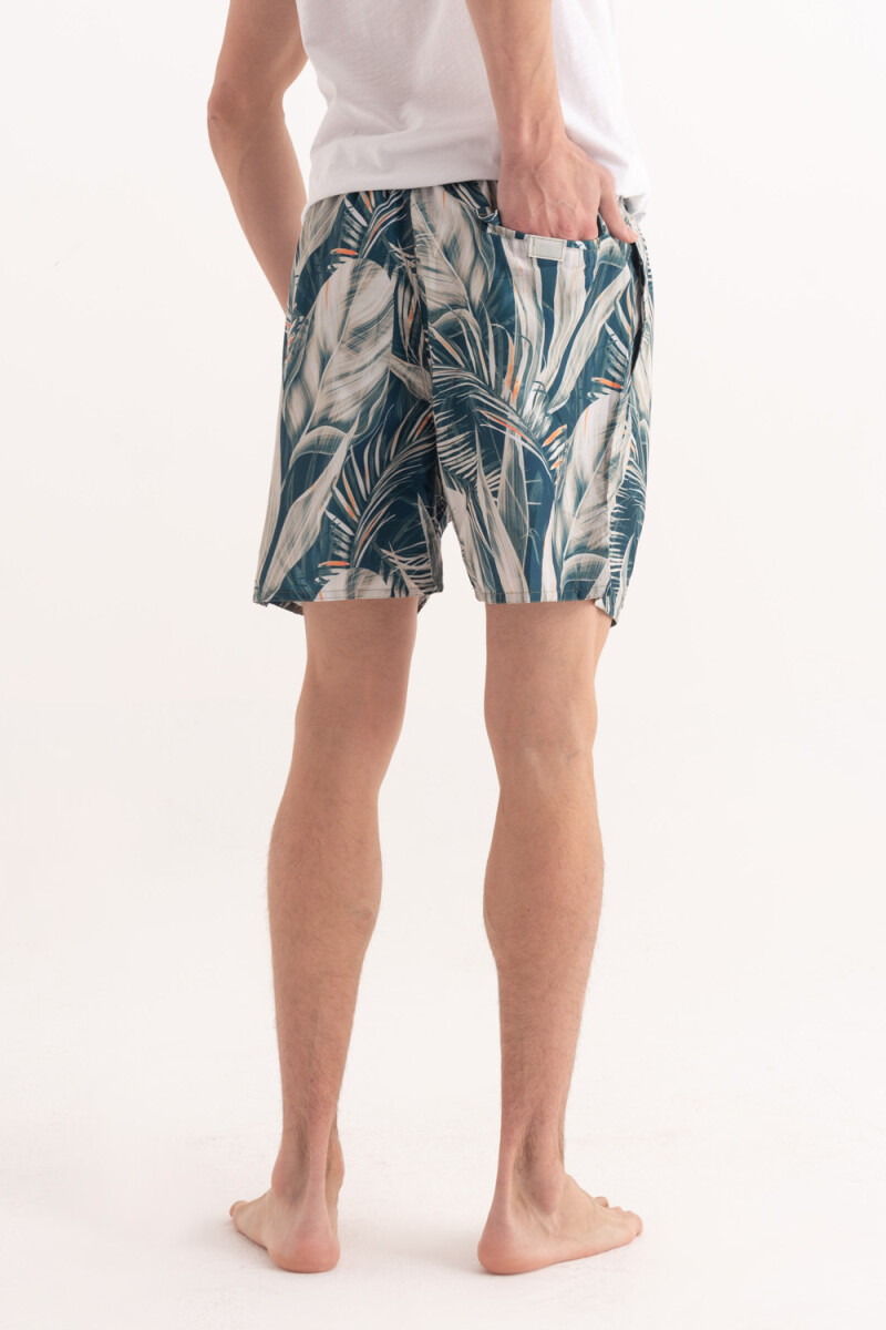 Short de baño estampado Tropical Verde
