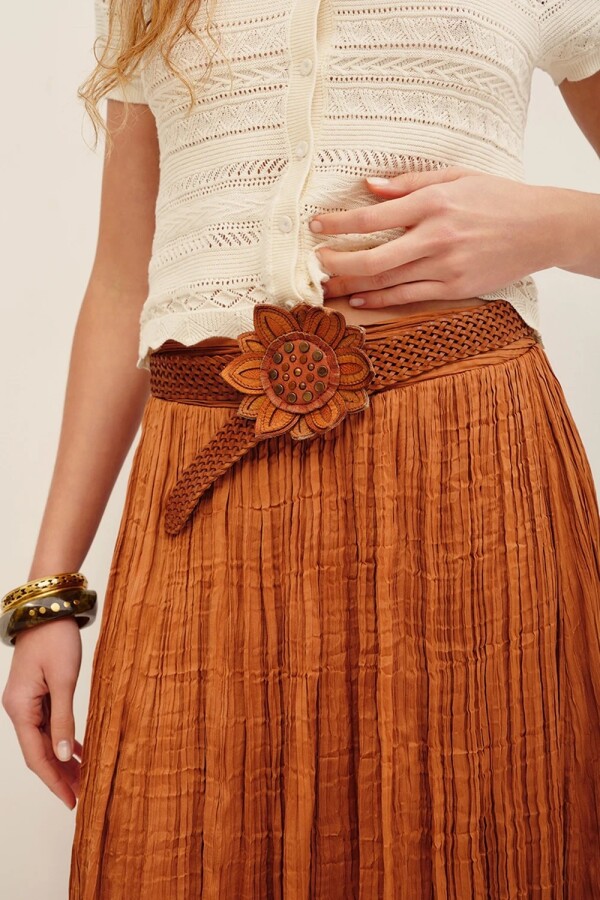 CINTO FAJA FLOWER BRAID Camel