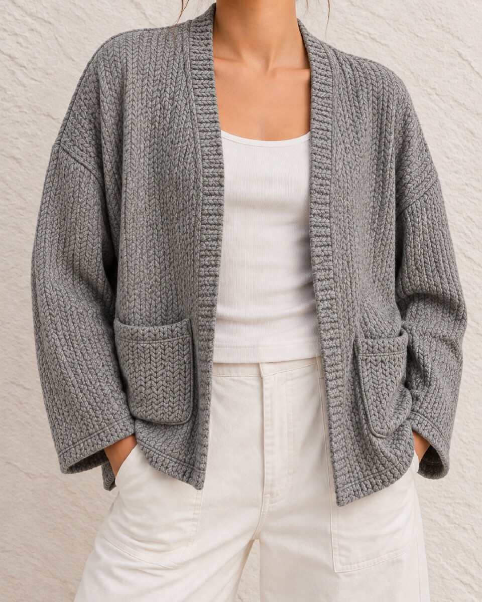 outlet - Saco Carmela trenzada gris 