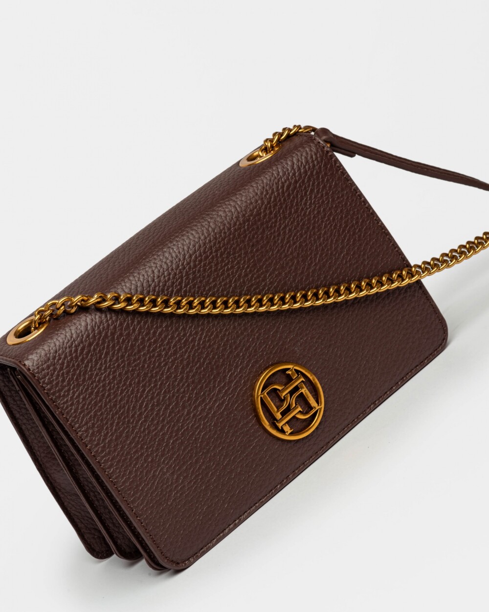 Bandolera Lola En Efecto Cuero Graneado Marron