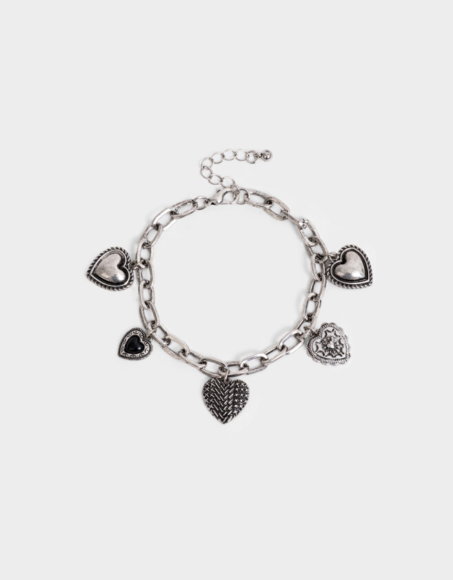 Pulseras Flexibles Antique Silver Pulsera Flexible Corazones Antique - Plateado Antique Silver