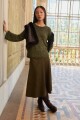 Sweater cinta escote bote verde oliva