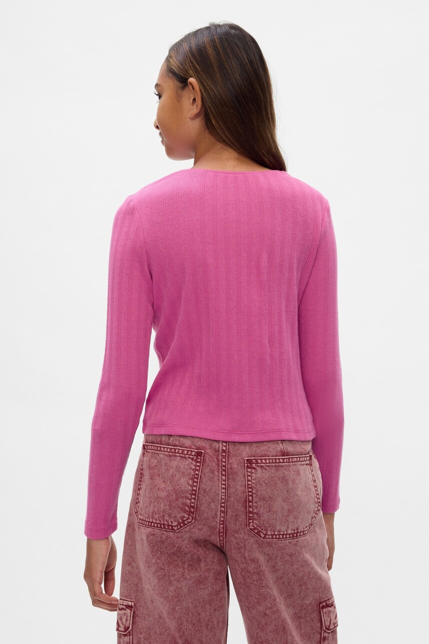 Remera Manga Larga Niña Super Pink Neon