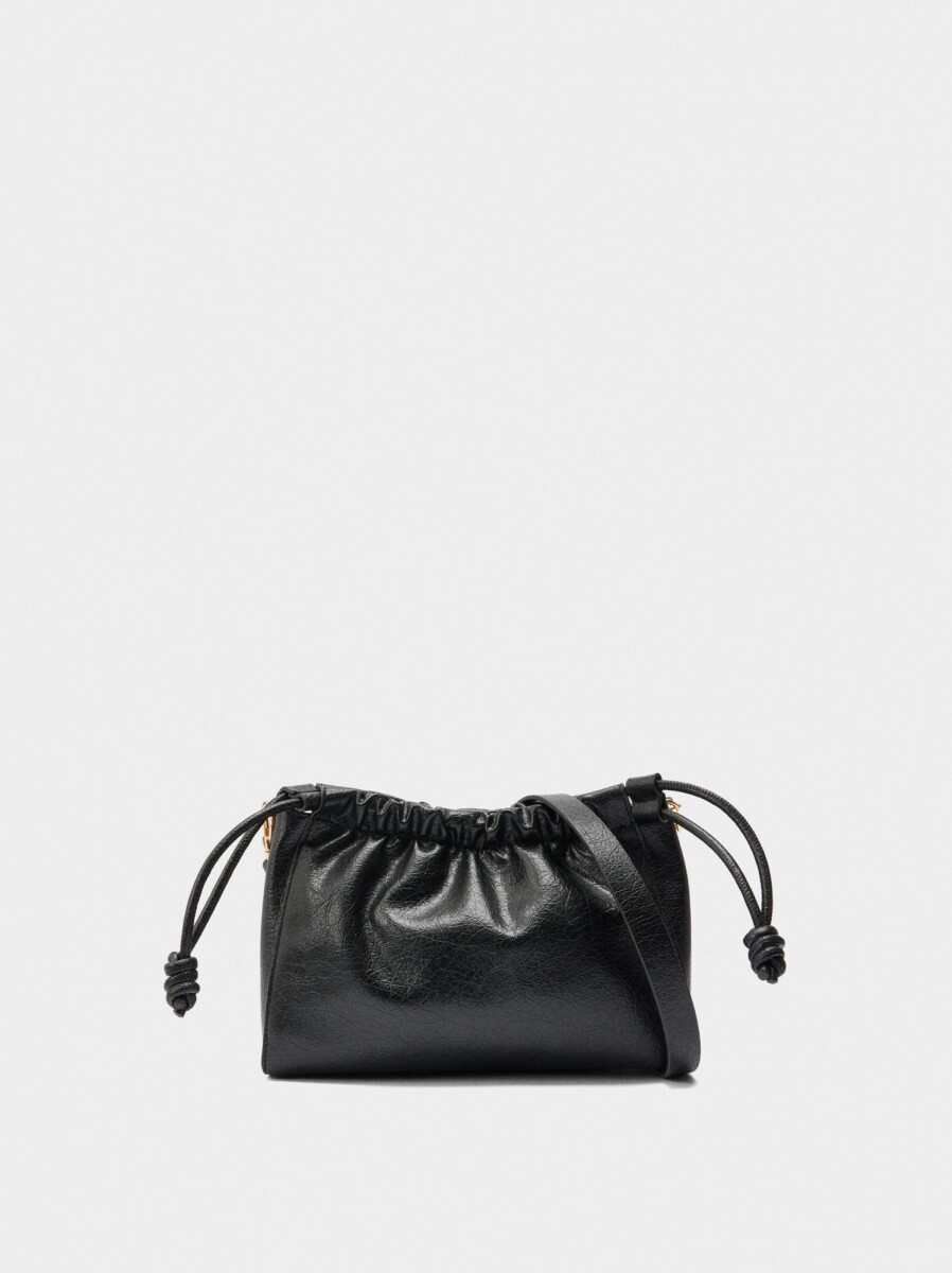 Bolso Bandolera Con Fruncido - negro 
