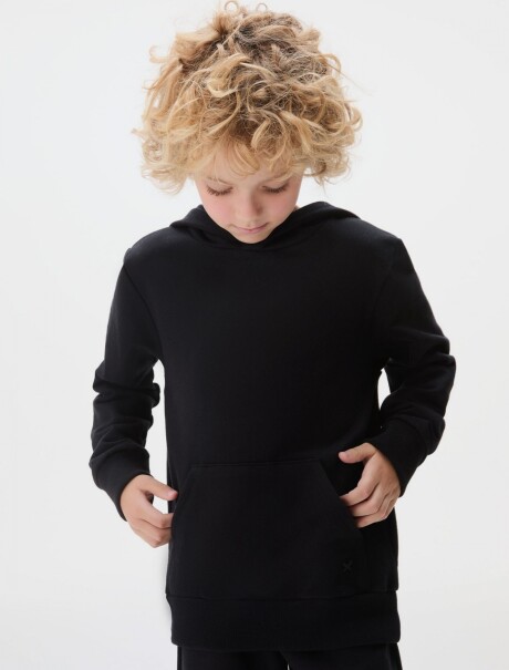 BUZO BÁSICO INFANTIL CON CAPUCHA NEGRO