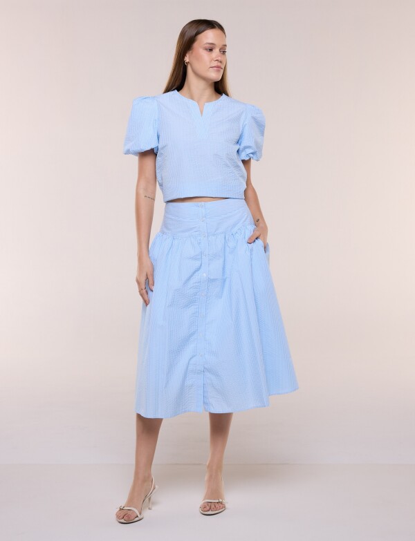 Falda Amplia Midi CELESTE