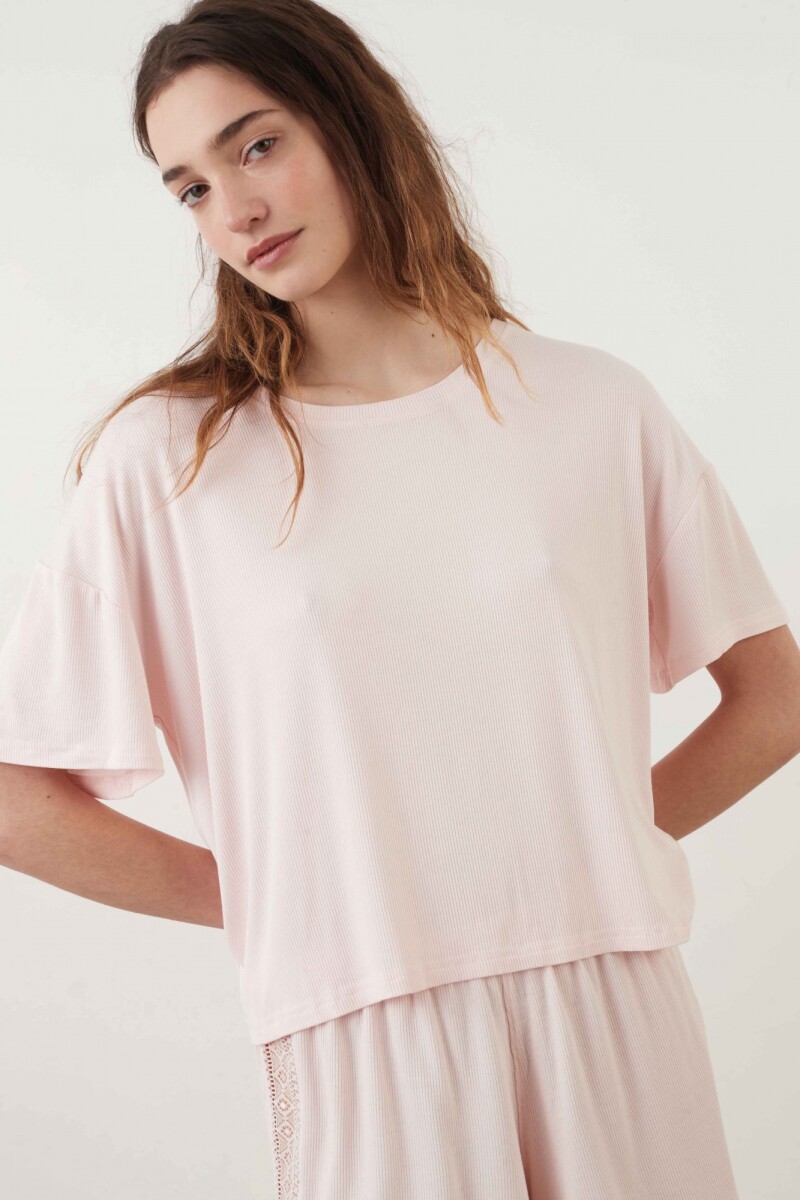 Remera Boxy Rib - Rosa Viejo 