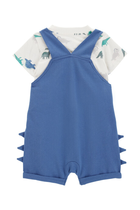Set dos piezas de algodón, enterito corto y remera, diseño dinos Sin color