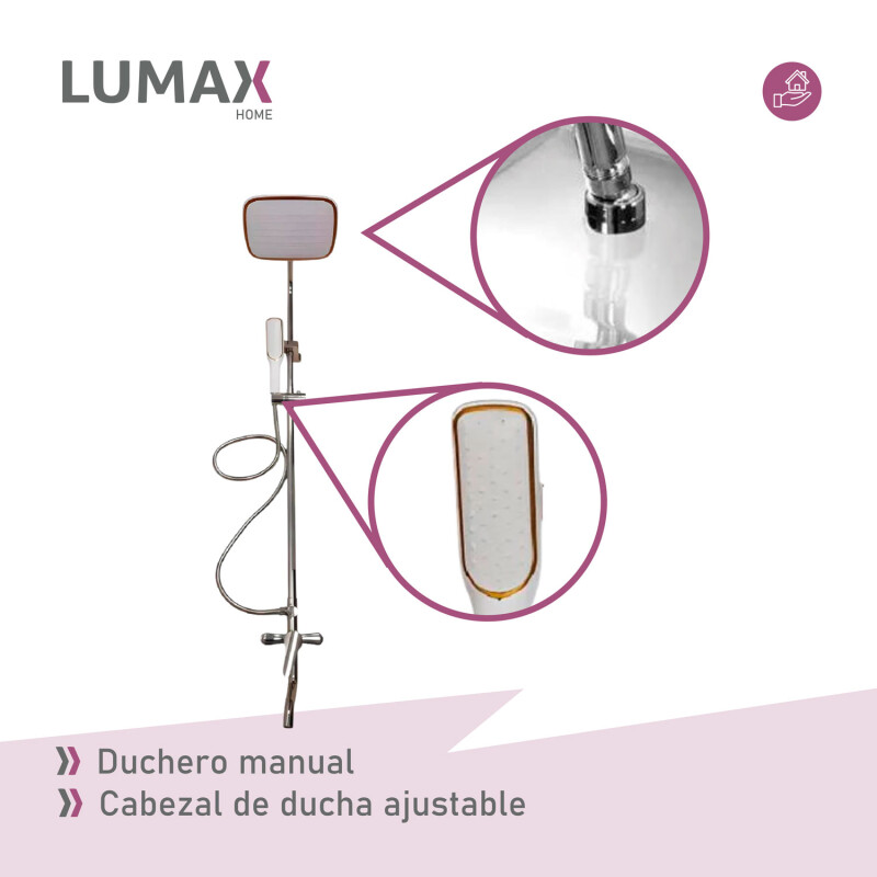Duchero con Soporte Barral de Ducha Monocomando Baño Gris inox
