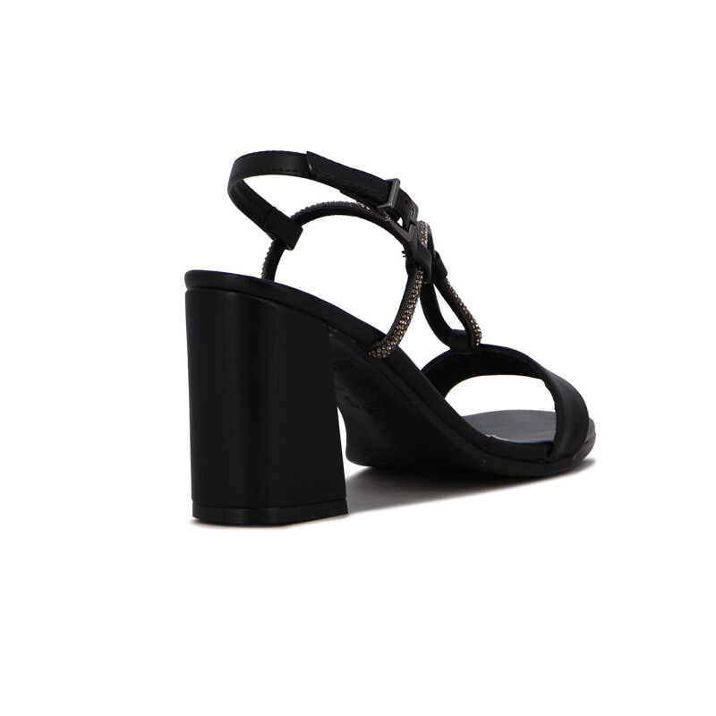 Ramarim Sandalia Tira Cruzada C/ Pulsera Y Aplique Taco Cuadrado Negro