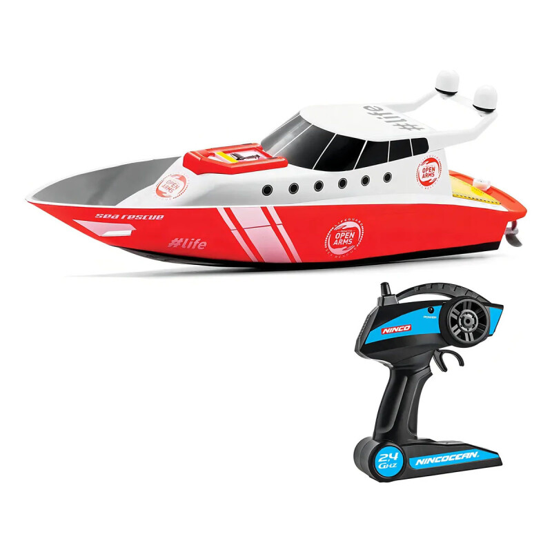 Barco Yate Lancha Guardavidas Control Remoto Acuático Nincocean Lifeguard Guardavidas Rojo