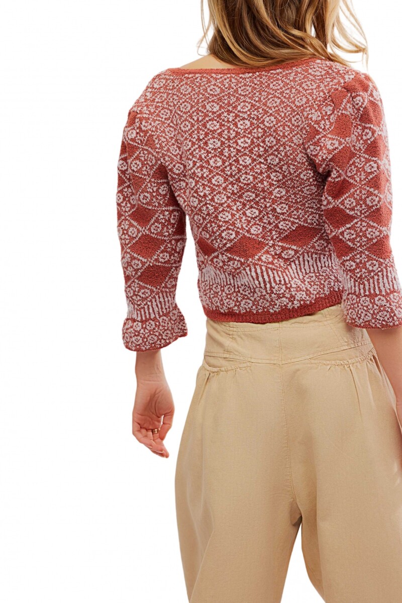 CARDIGAN GEO FLORAL Marron