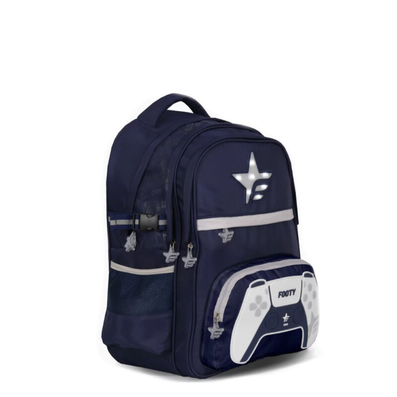 Mochila Footy Joystick 18" con Led Azul Marino - Gris