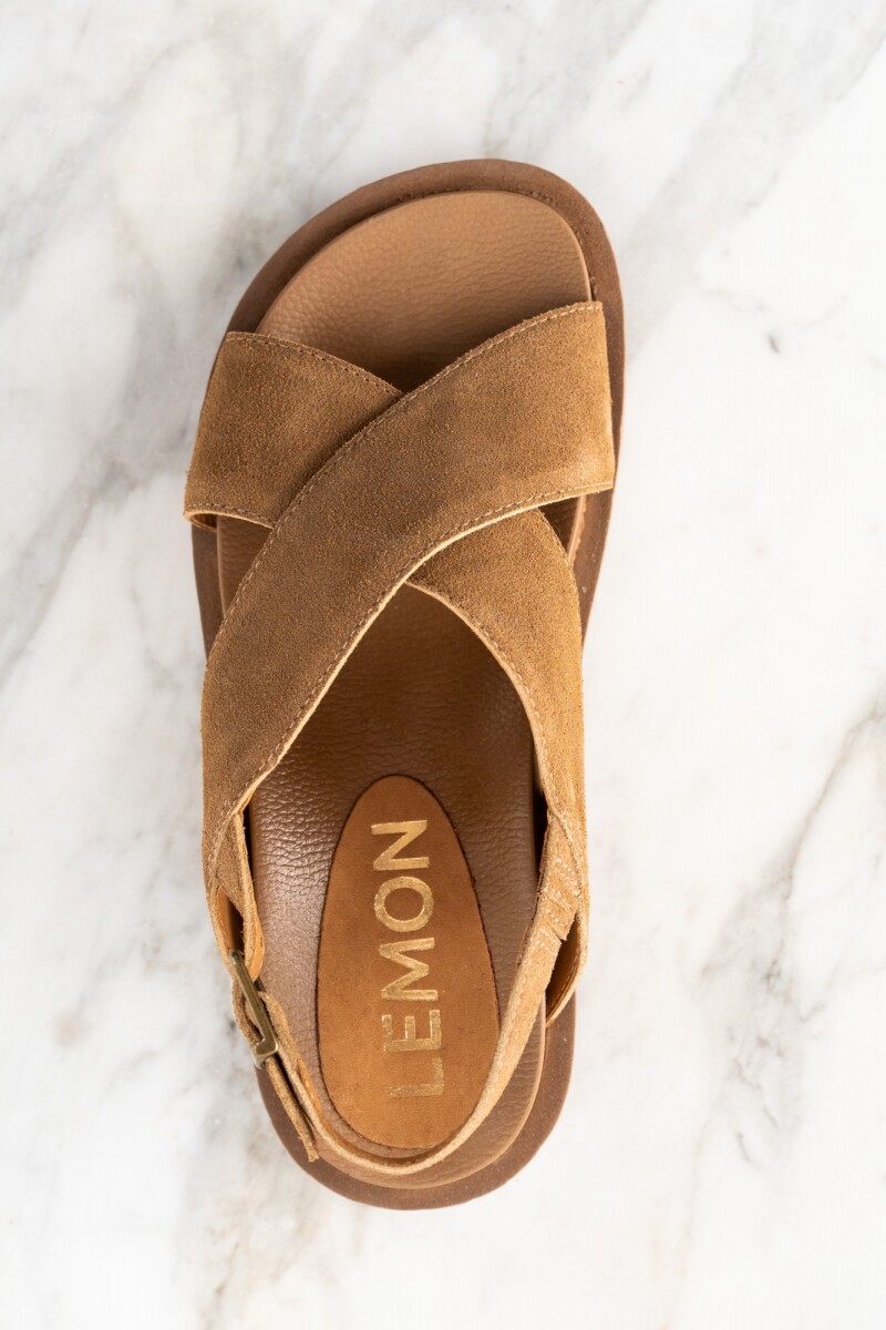 Sandalia Gamuza Cruzada Camel