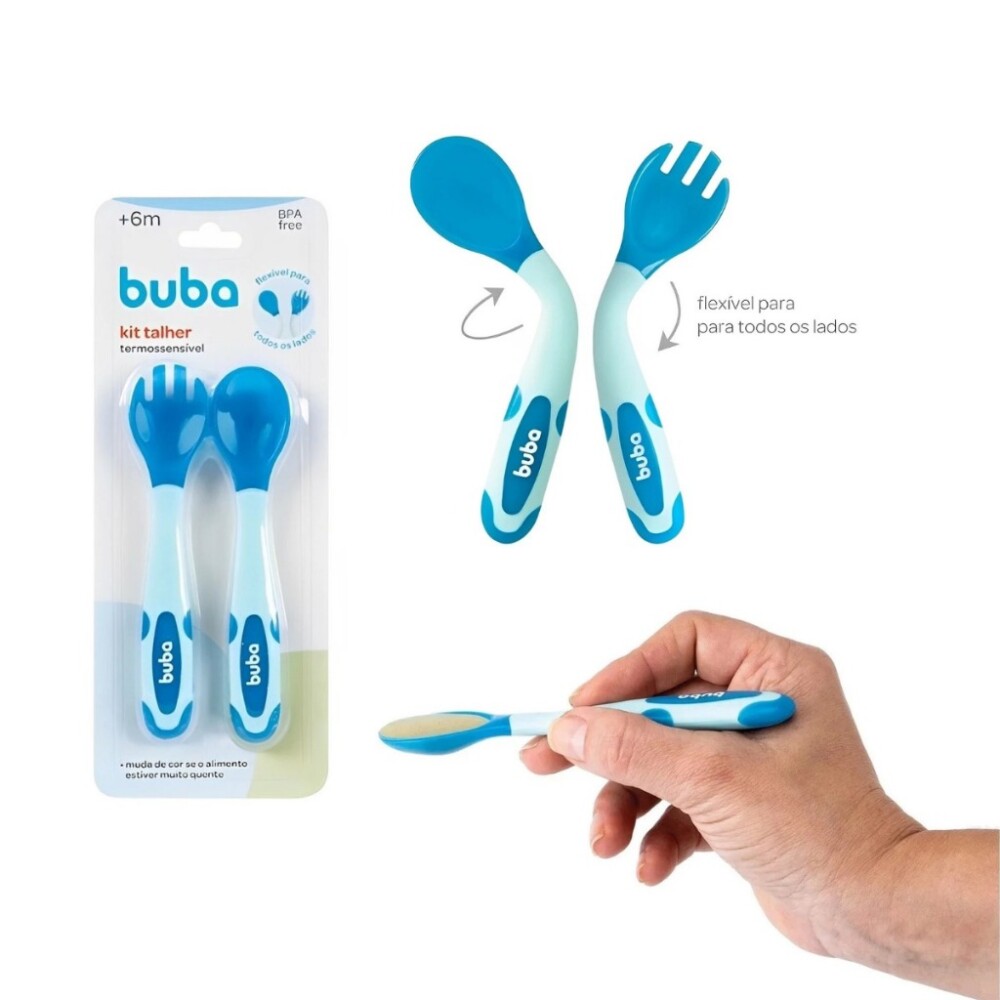 Set cubiertos flexibles termicos BUBA celeste
