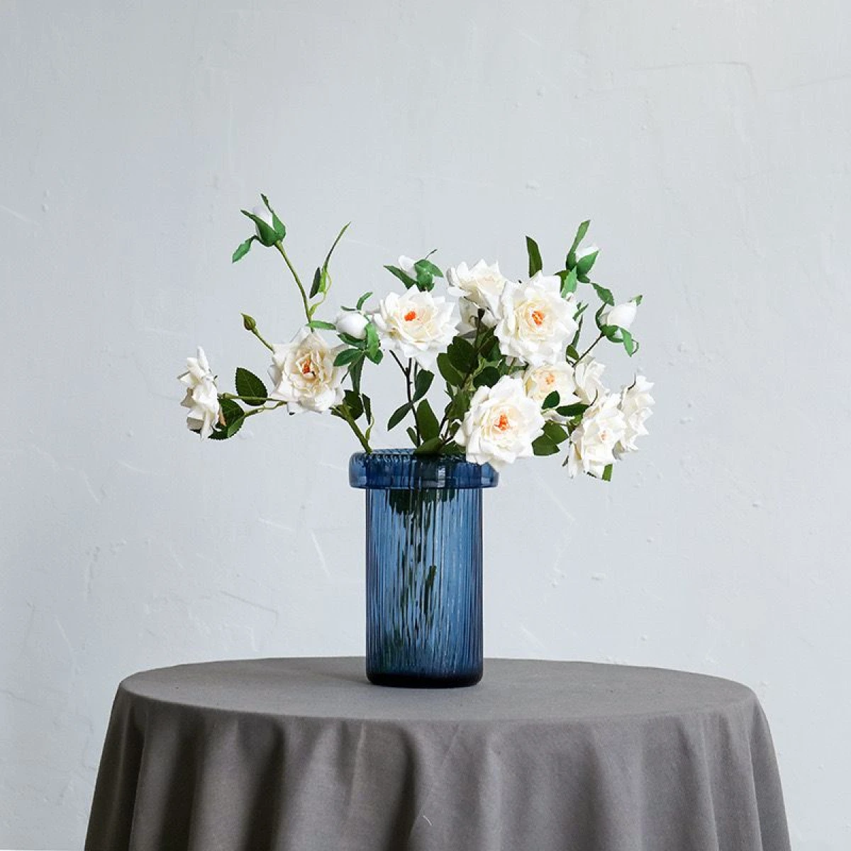 Florero Decorativo Vidrio Amberes Azul Alto 24cm x Ø 14cm 