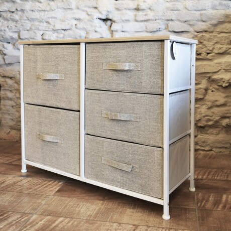 Mueble Organizador 5 Cesto Cajones Tela Estructura Acero Hts Gris Claro