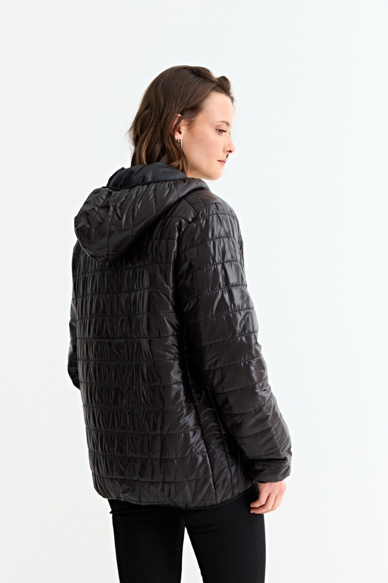 Campera puffer básica con capucha NEGRO