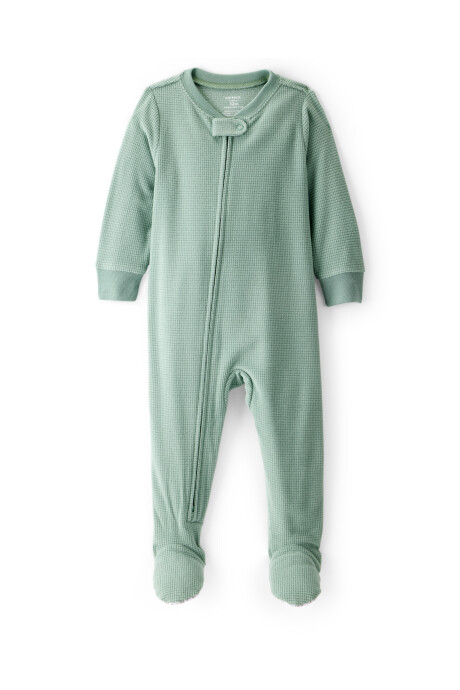 Pijama una pieza de micropolar, con pie, verde Sin color