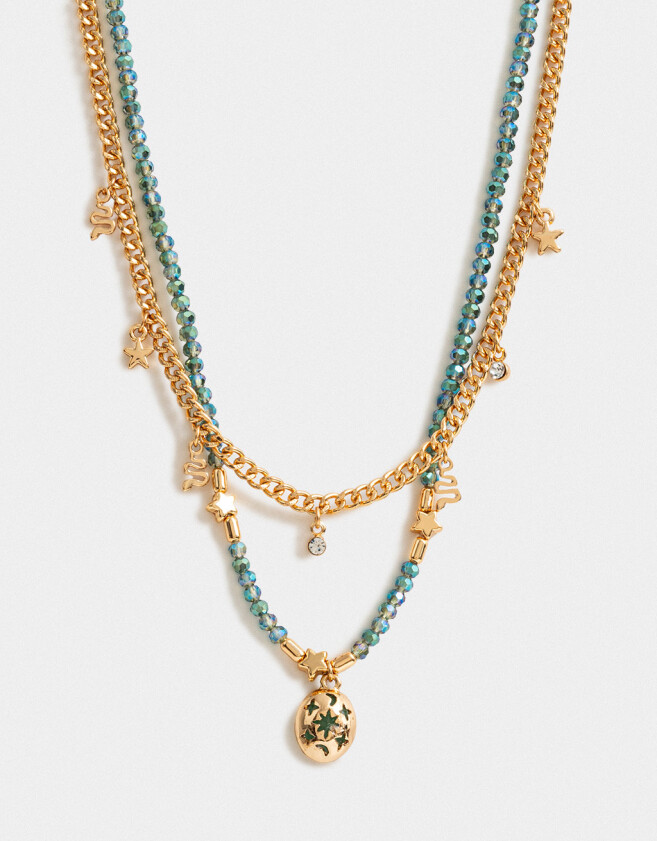 Collares Cortos Con Piedra Natural Collar Corto Bañado En Oro Con Piedra Natural - Dorado