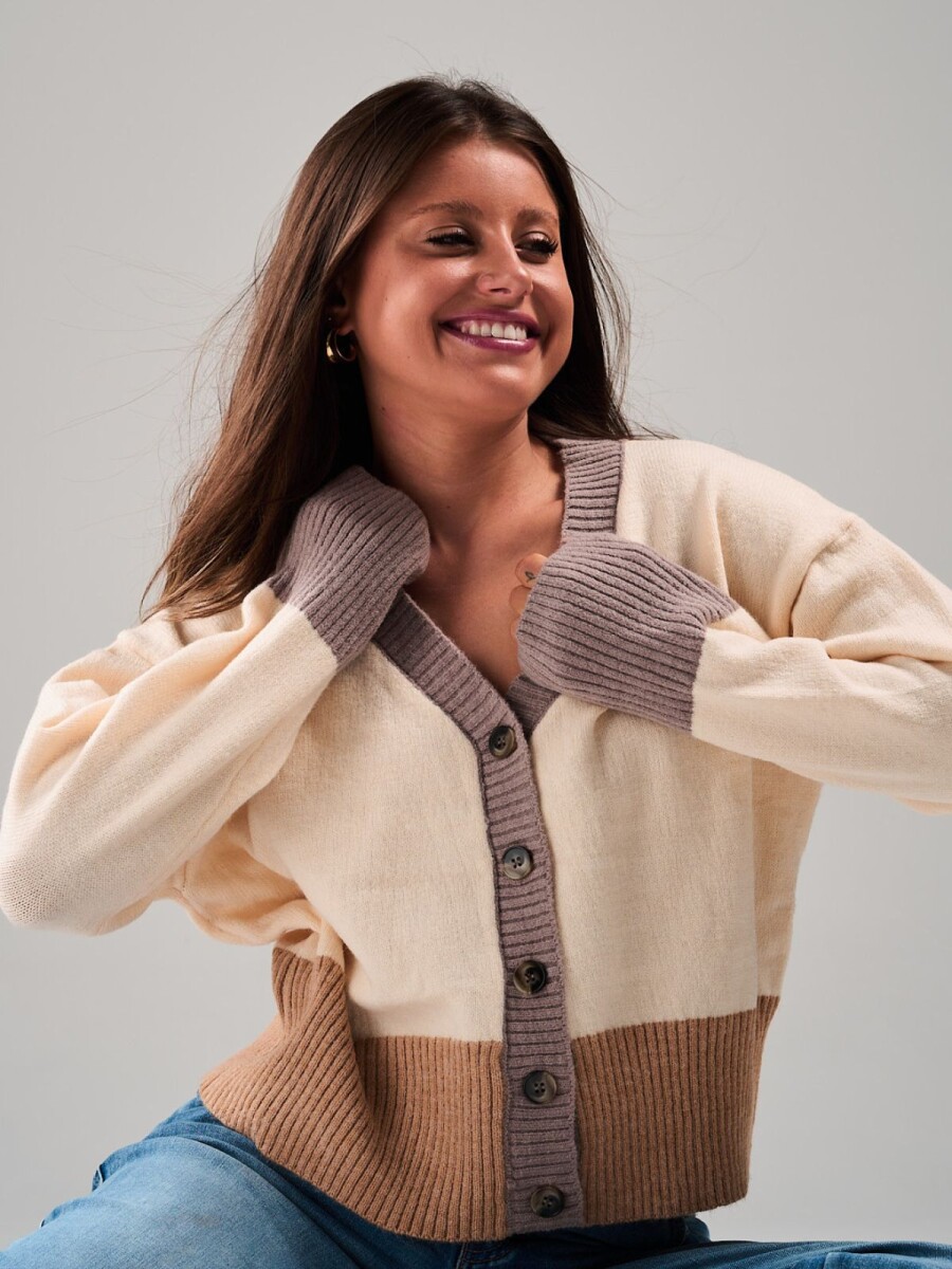 Saco cardigan slowly - Beige/black 