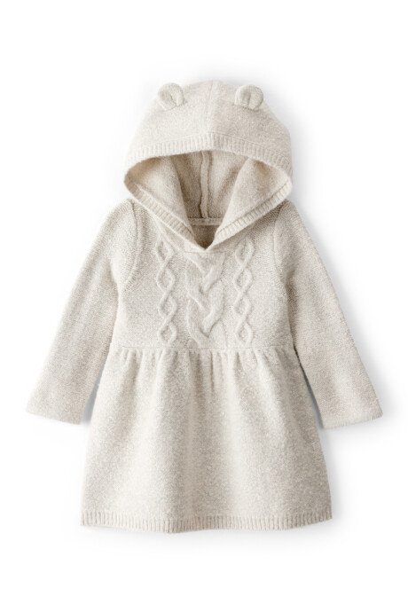 Vestido de punto con capucha y orejas de oso Sin color