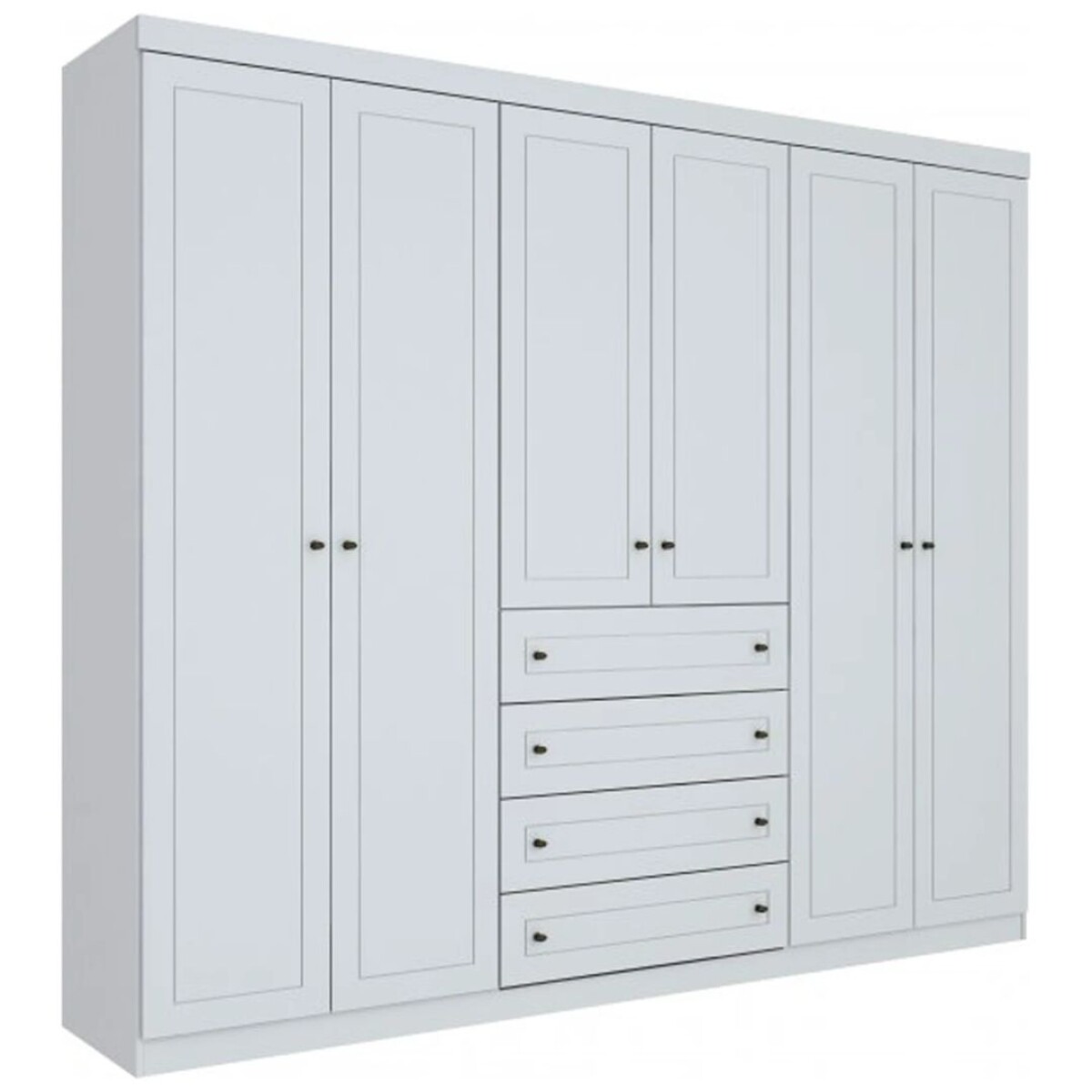 Placard Ropero 6 Puertas 4 Cajones MDF y MDP Blanco Americano 