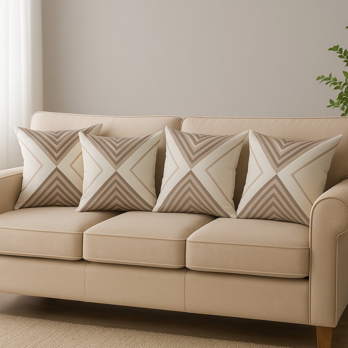 Set x4 funda de almohadones lisa 43 x 43 - RAYAS BEIGE 