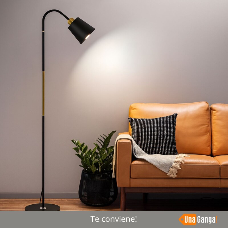 Lámpara De Pie Moderna Negra Cabezal Giratorio Minimalista Negro Con Dorado Negro Lámpara De Pie Moderna Negra Cabezal Giratorio Minimalista Negro Con Dorado Negro