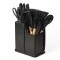 Set 19 Utensilios De Cocina Con Cuchillo Y Tabla Negro