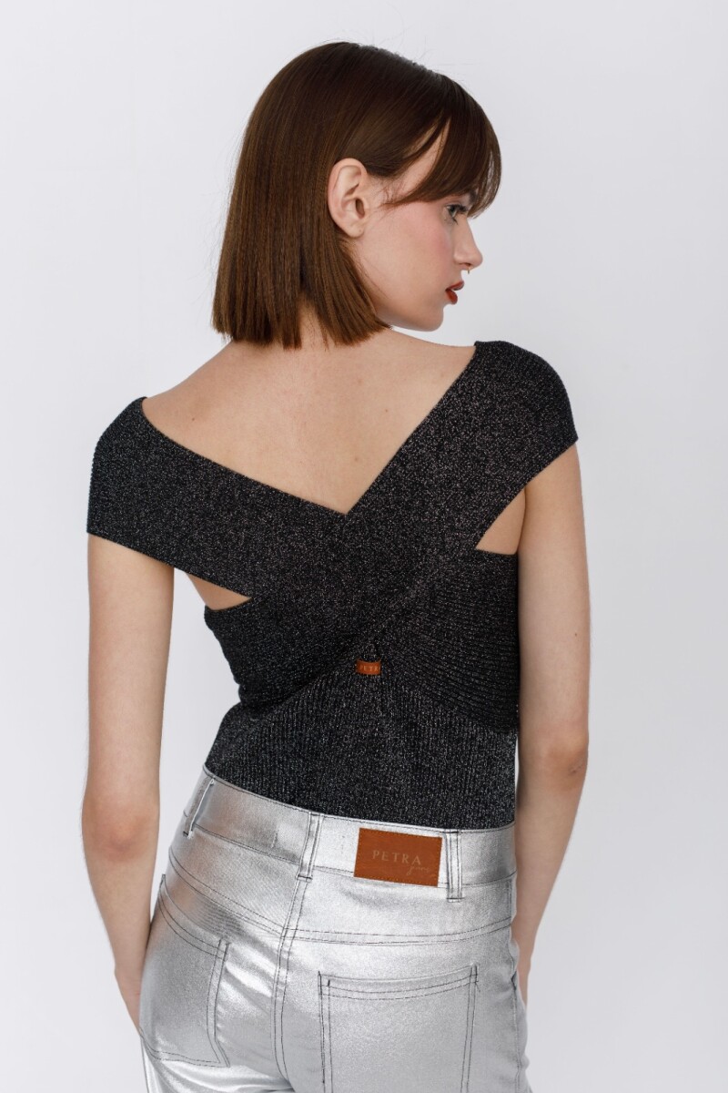 Top Rouge Plata Lurex