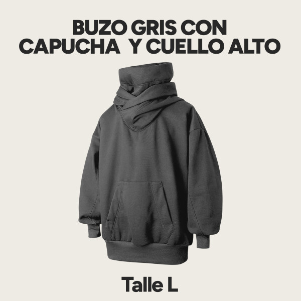 Canguro Buzo OverSize Capucha Cuello Frio Invierno Unisex Color Gris Talle L