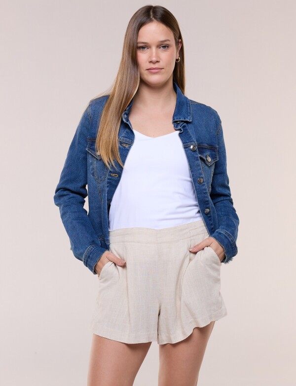 Capri Cintura Elastizada Y Detalle En Ruedo MULTI/AZUL